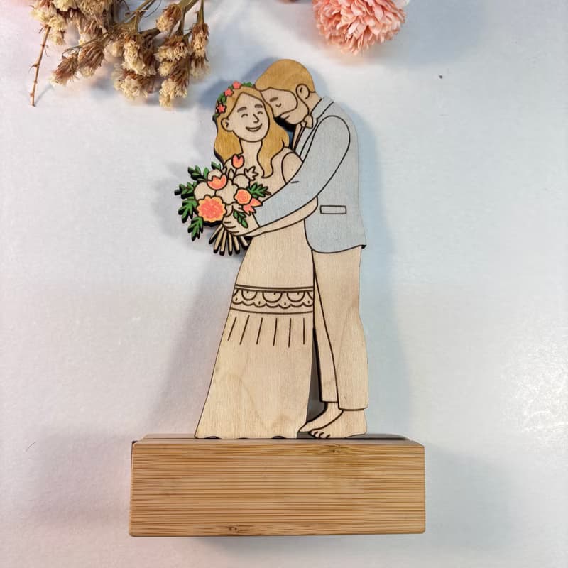 Custom Photo Wooden Wedding Keepsake – Personalized Wedding Memory Gift