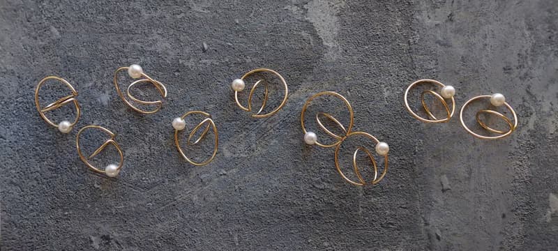 14kgf Freshwater Pearls W circle ear cuffs 1piece
