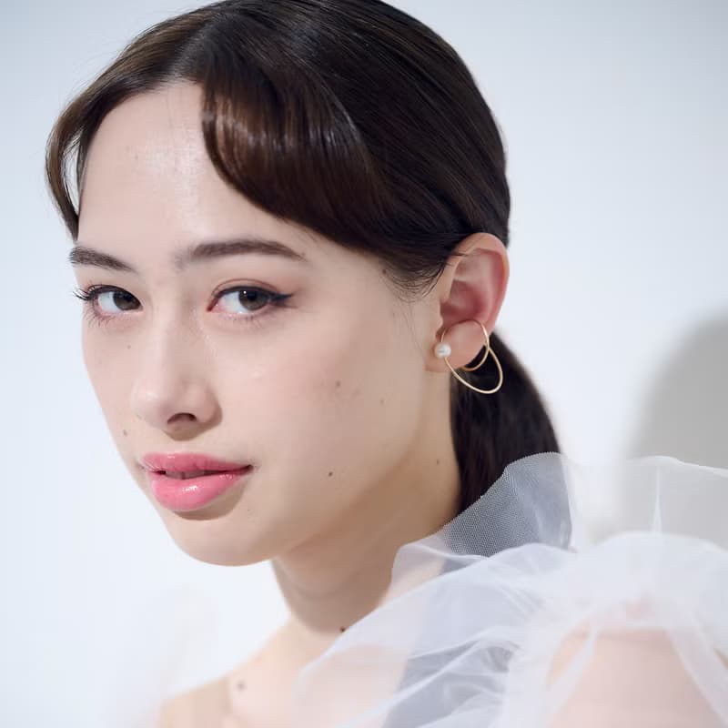 14kgf Freshwater Pearls W circle ear cuffs 1piece