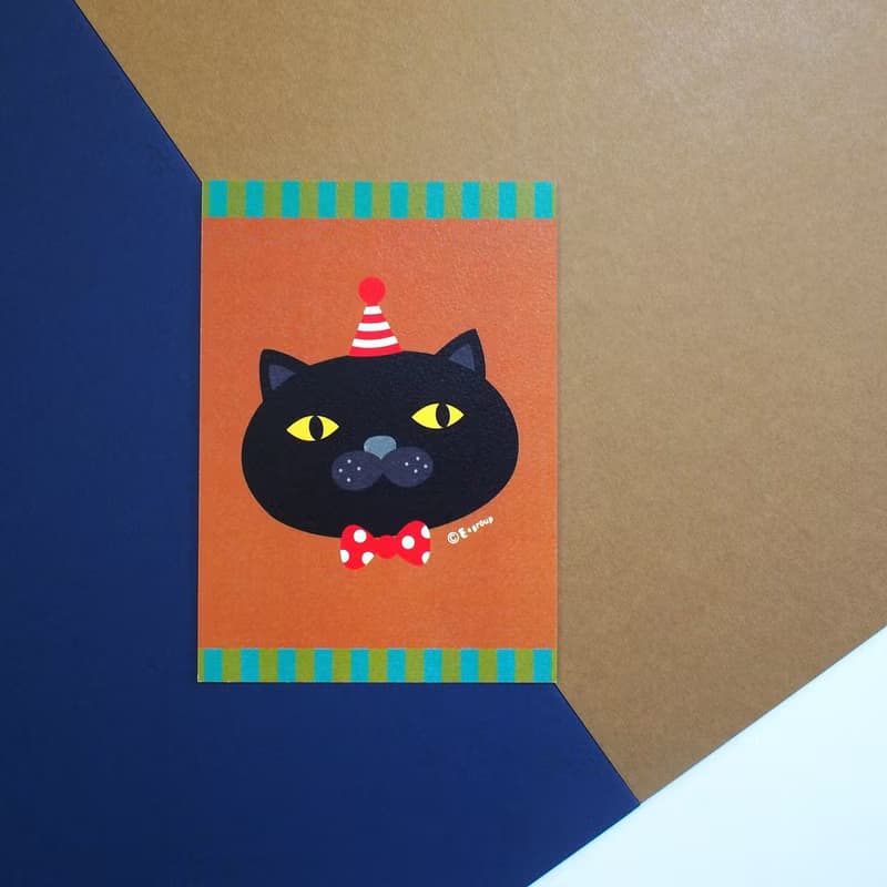 E*group 黑喵 巧克力抹茶 明信片  貓 