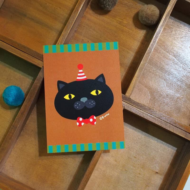 E*group 黑喵 巧克力抹茶 明信片  貓 