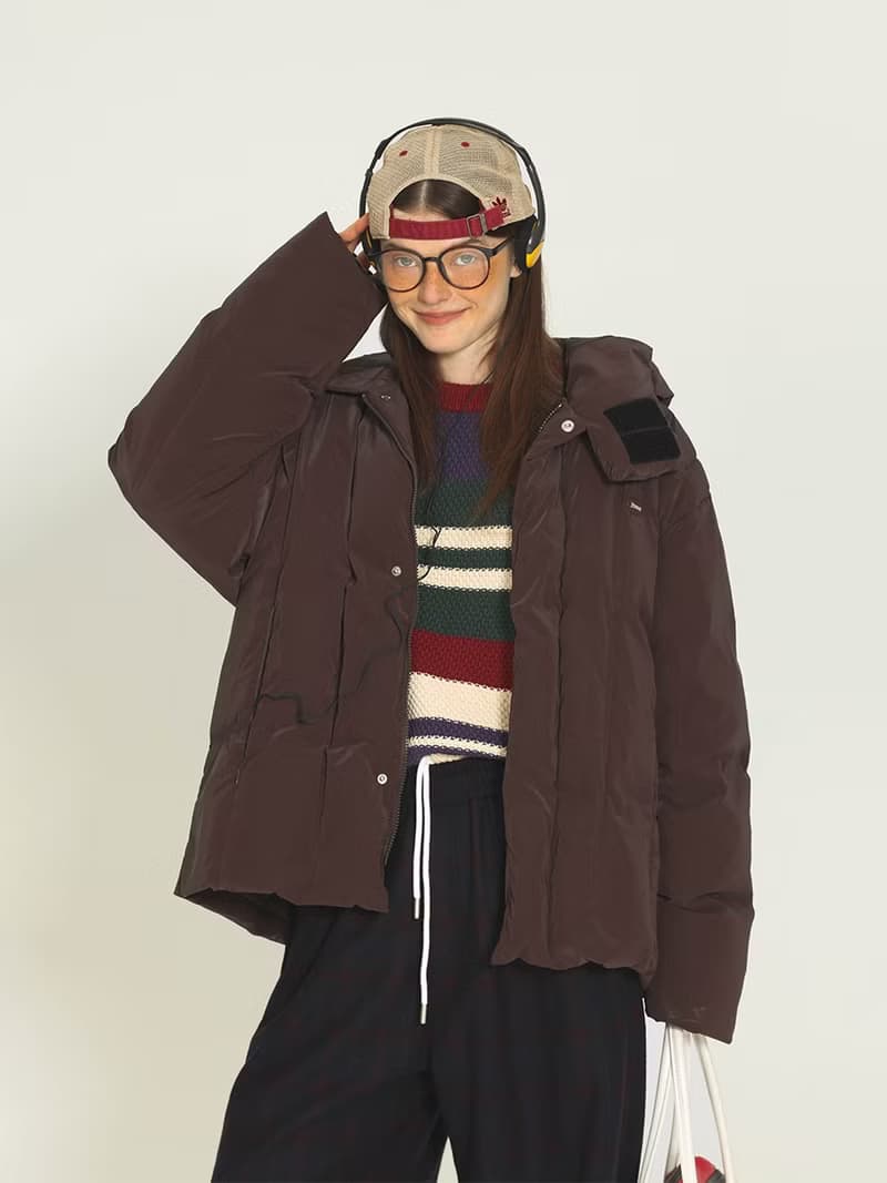 Unvesno (UN) 怪奇小鎮 白鴨絨巧克力冬季連帽輕薄羽絨服 CT-2161