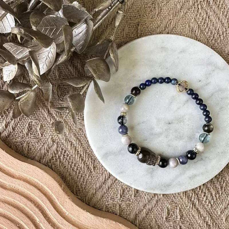 強直覺閃靈石貔貅彈性手鍊