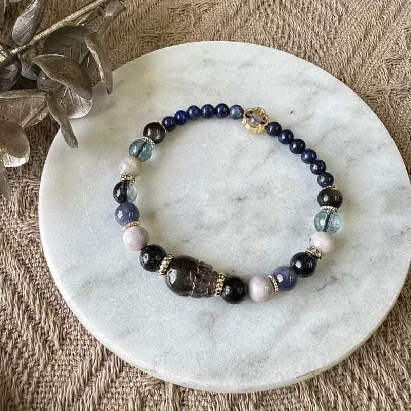 強直覺閃靈石貔貅彈性手鍊