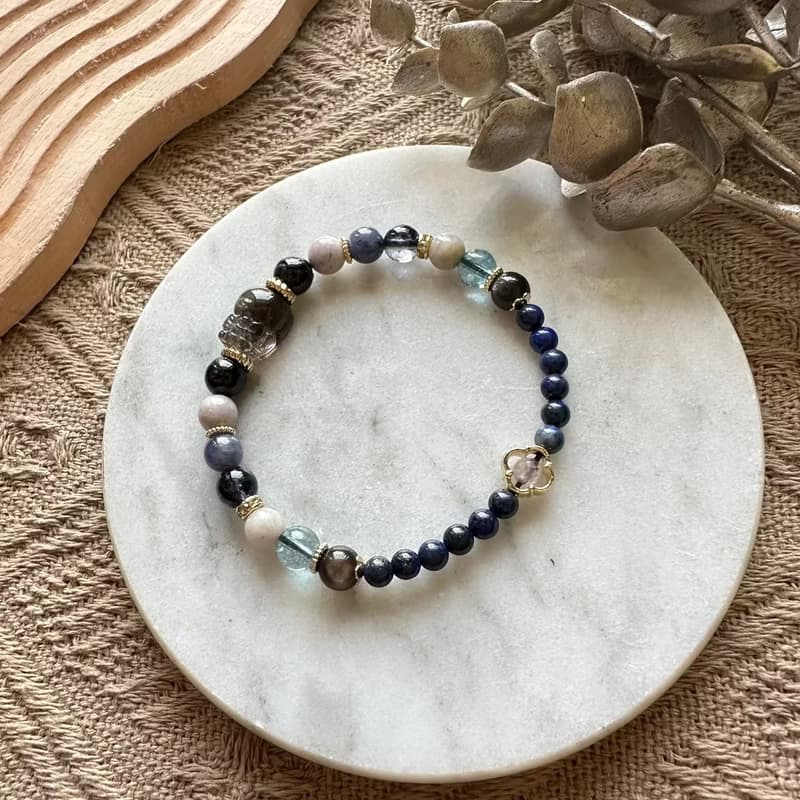 強直覺閃靈石貔貅彈性手鍊