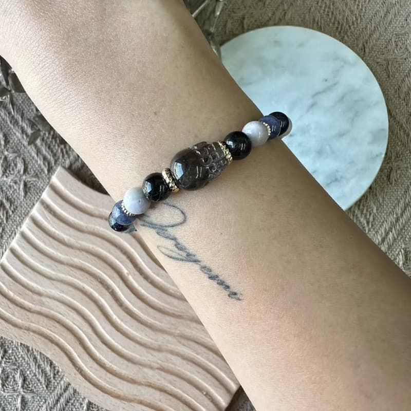 強直覺閃靈石貔貅彈性手鍊