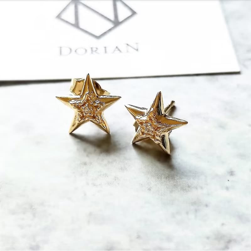 DoriAN 星星鑲鑽925純銀18K金耳環  附純銀保證卡 精美禮物包裝