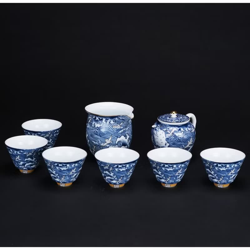 海浪奔翔青花瓷 茶具組│1壺1海6杯│好茶器值得擁有