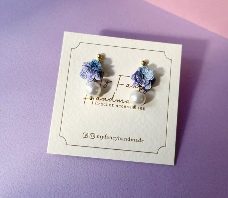 *My Fancy Handmade*手鈎繡球珍珠花耳環