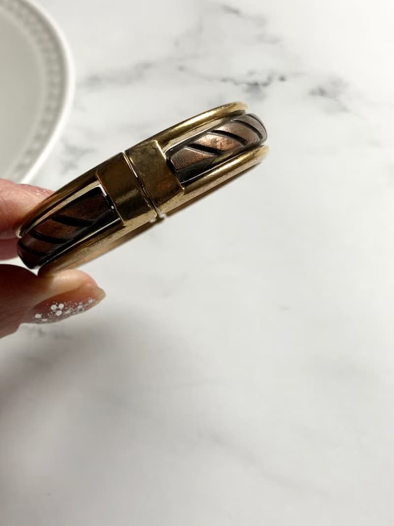 Vintage Rare Bronze Twilled Brass Bangle Bracelet
