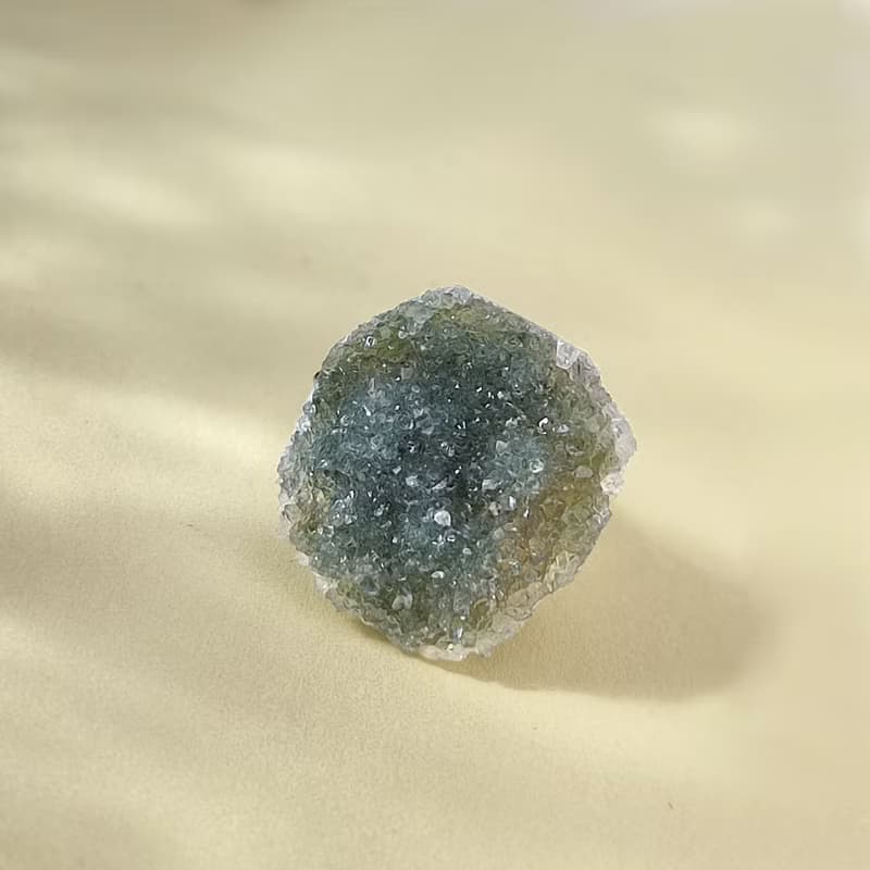 碧璽活口戒指 隨形原石標本 星光閃片 綠色水晶手工指環 S925銀
