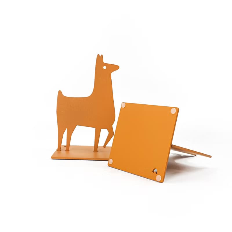 Orange Llama Metal Bookends – Minimalist Decor for Kids Room, Nursery or Playful