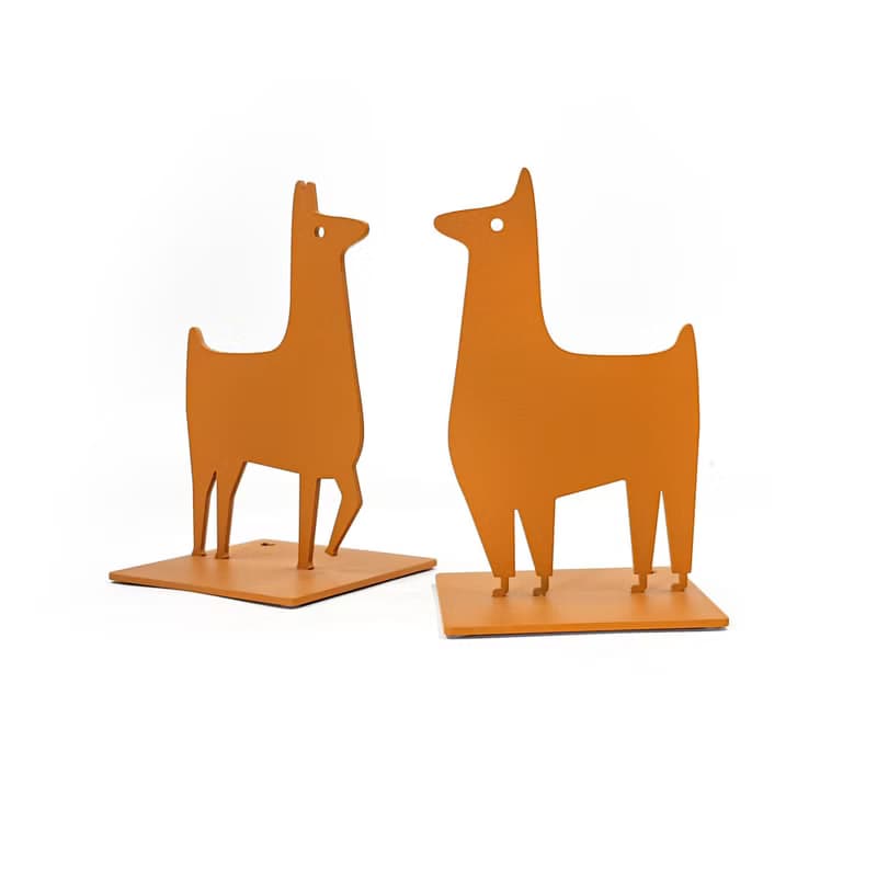 Orange Llama Metal Bookends – Minimalist Decor for Kids Room, Nursery or Playful
