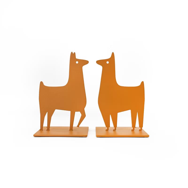 Orange Llama Metal Bookends – Minimalist Decor for Kids Room, Nursery or Playful