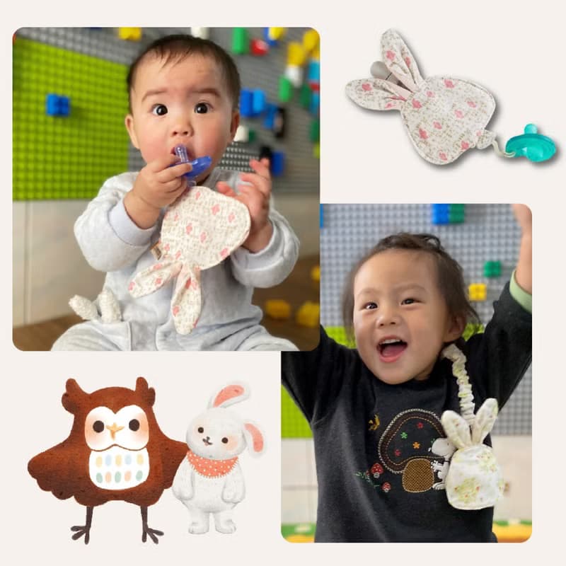日本純棉兔寶奶嘴收好袋台灣製造_奶嘴收納套+香草奶嘴夾不含奶嘴
