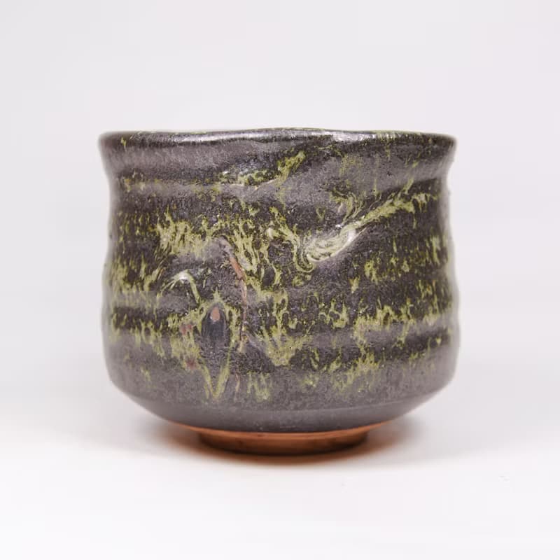 明芽窯 l 墨綠流紋茶杯 茶碗 陶器 陶藝品 茶具 H6
