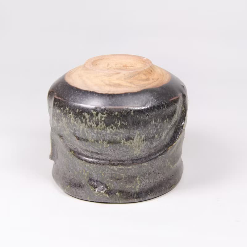 明芽窯 l 墨綠流紋茶杯 茶碗 陶器 陶藝品 茶具 H6