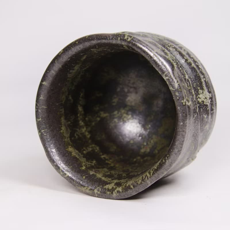 明芽窯 l 墨綠流紋茶杯 茶碗 陶器 陶藝品 茶具 H6