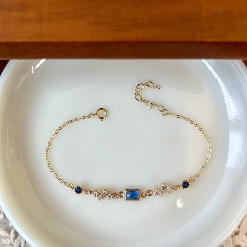 14k包金 藍鋯石星鑽手鏈 手環 手鍊 14kgf