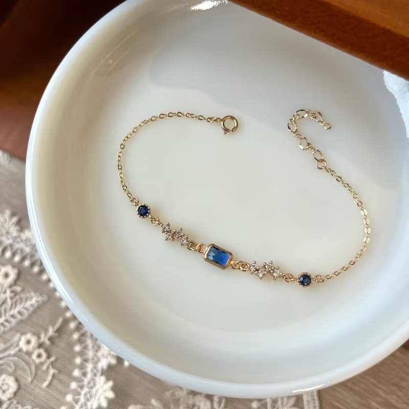 14k包金 藍鋯石星鑽手鏈 手環 手鍊 14kgf