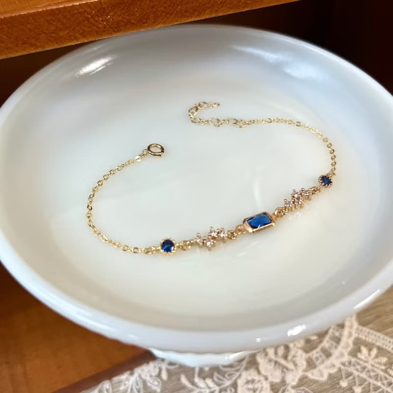 14k包金 藍鋯石星鑽手鏈 手環 手鍊 14kgf