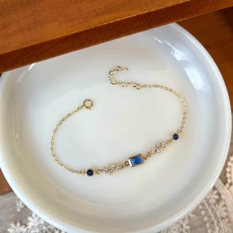 14k包金 藍鋯石星鑽手鏈 手環 手鍊 14kgf