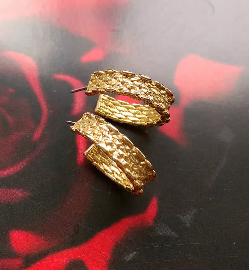 Vintage Jewelry 西洋古董飾品 編織紋 C圈 針式耳環