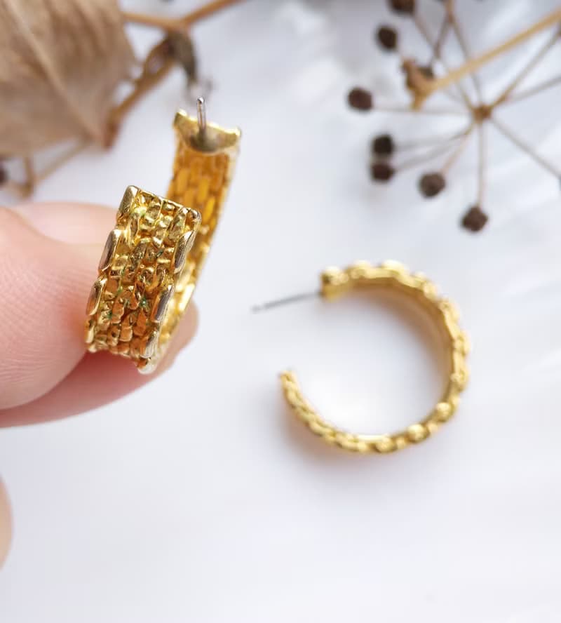 Vintage Jewelry 西洋古董飾品 編織紋 C圈 針式耳環