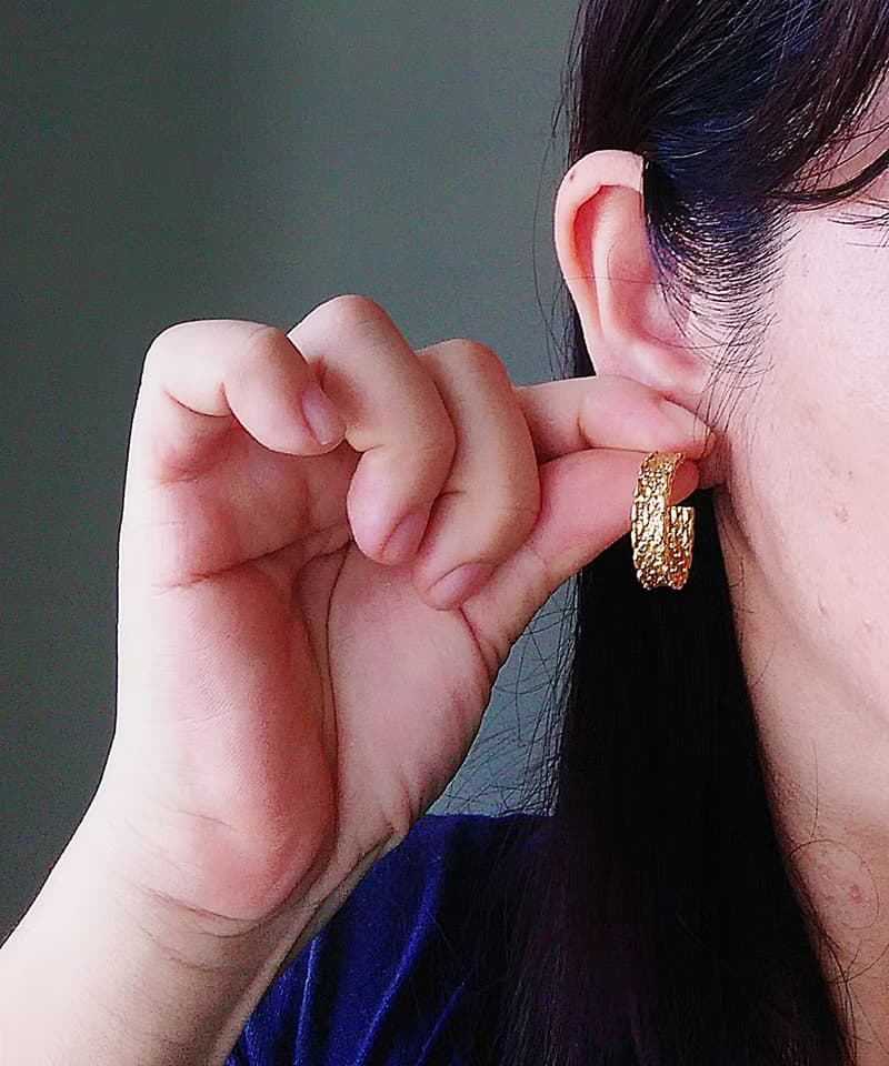 Vintage Jewelry 西洋古董飾品 編織紋 C圈 針式耳環