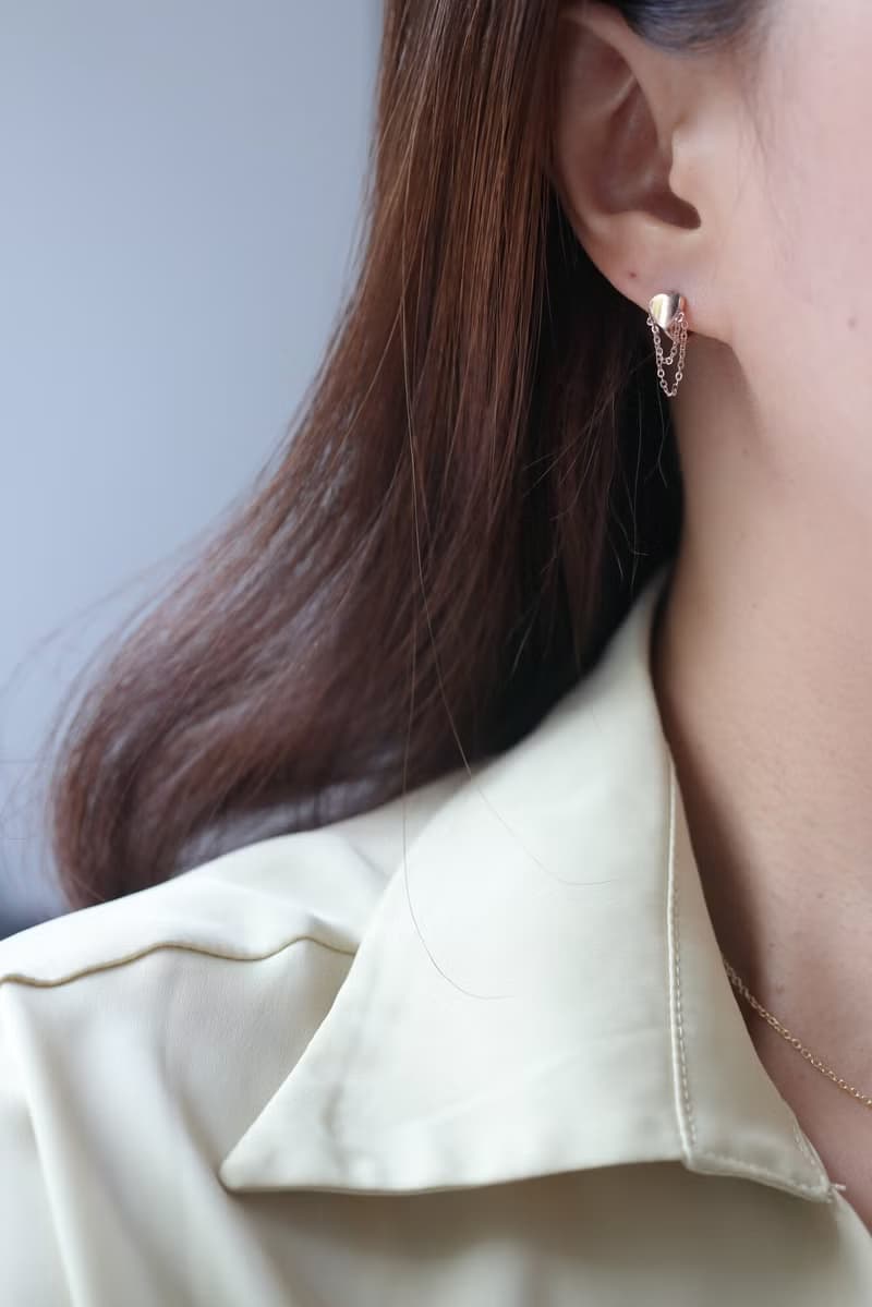 14K Love Heart Chain Lock Earring 愛心鍊耳扣耳環
