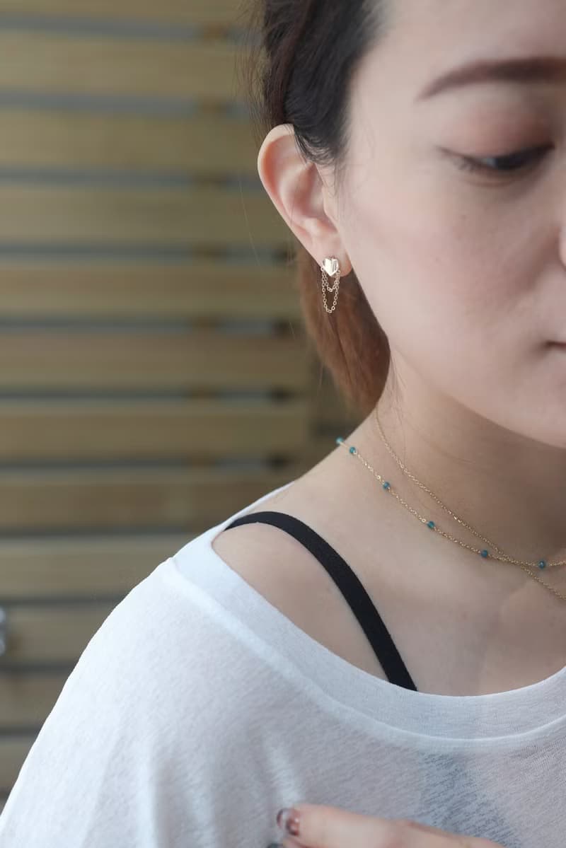 14K Love Heart Chain Lock Earring 愛心鍊耳扣耳環