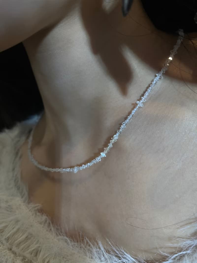 美國 赫基蒙 閃靈 項鍊 高冰透體 白閃靈 水晶 項鍊 淨化系水晶