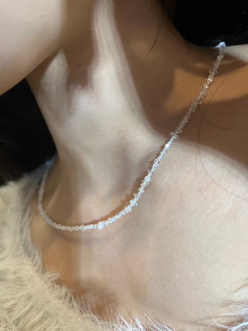 美國 赫基蒙 閃靈 項鍊 高冰透體 白閃靈 水晶 項鍊 淨化系水晶