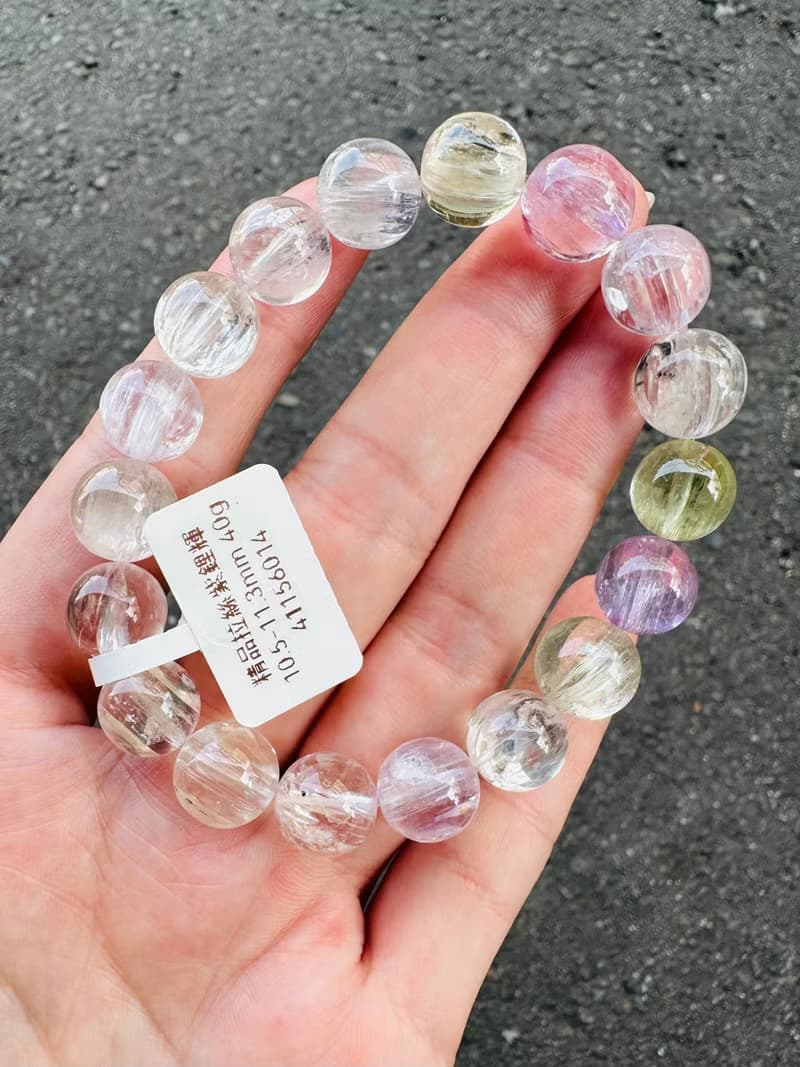 精品螢光星閃拉絲雙色紫鋰輝10.5-11.3mm40g水晶提高睡眠緩解焦慮