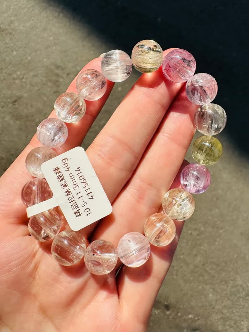 精品螢光星閃拉絲雙色紫鋰輝10.5-11.3mm40g水晶提高睡眠緩解焦慮