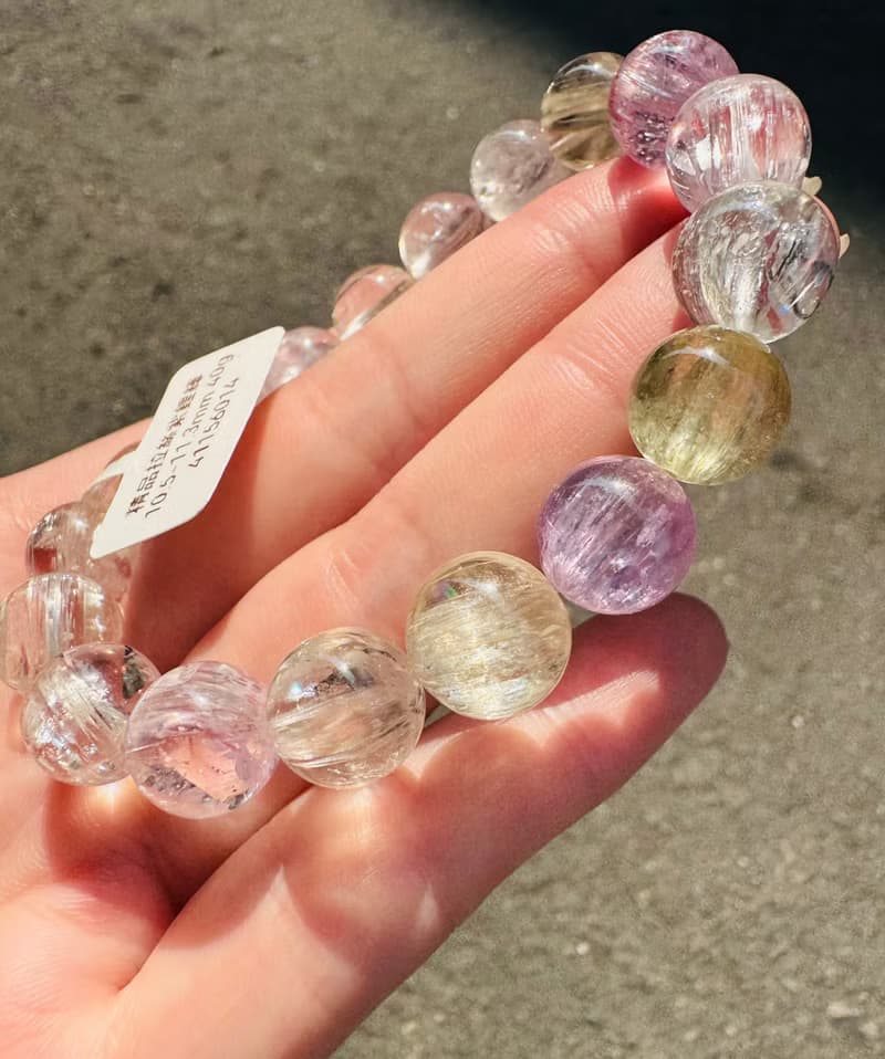 精品螢光星閃拉絲雙色紫鋰輝10.5-11.3mm40g水晶提高睡眠緩解焦慮