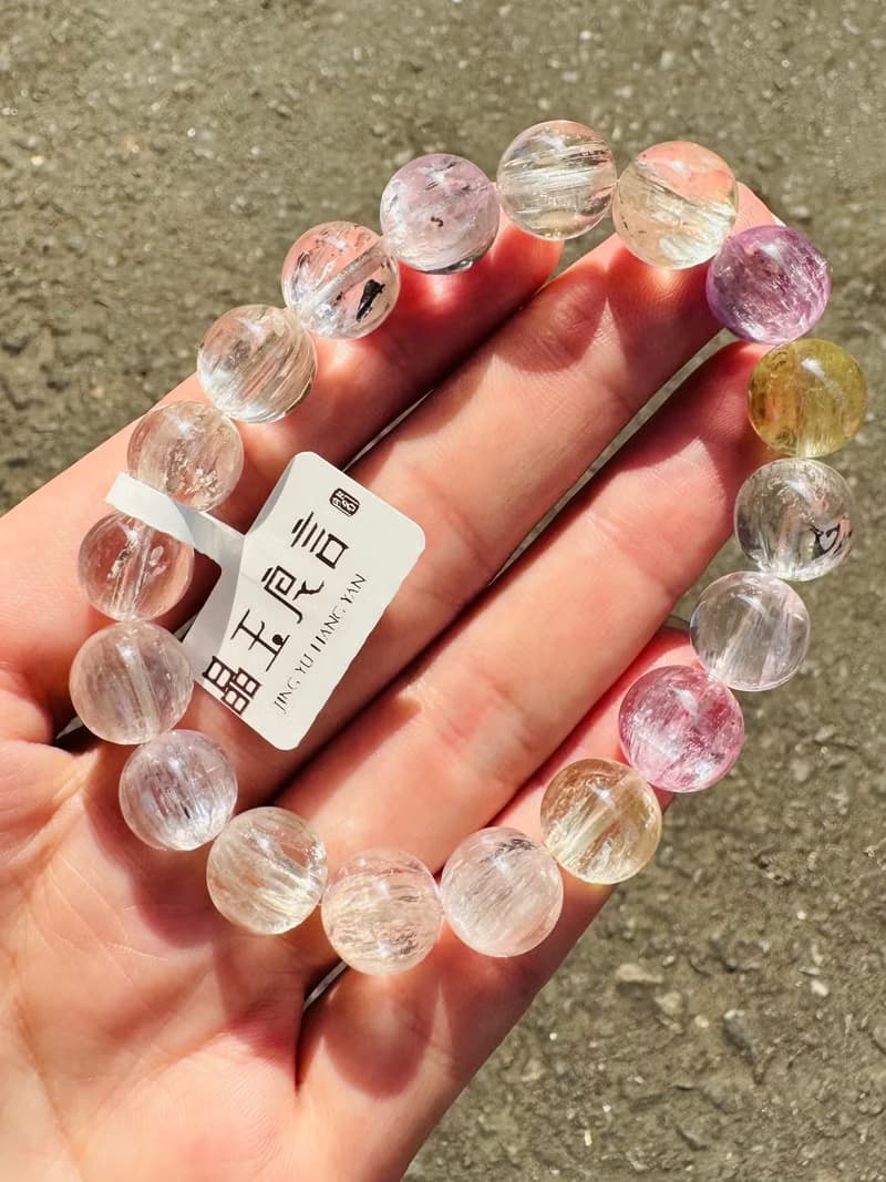 精品螢光星閃拉絲雙色紫鋰輝10.5-11.3mm40g水晶提高睡眠緩解焦慮