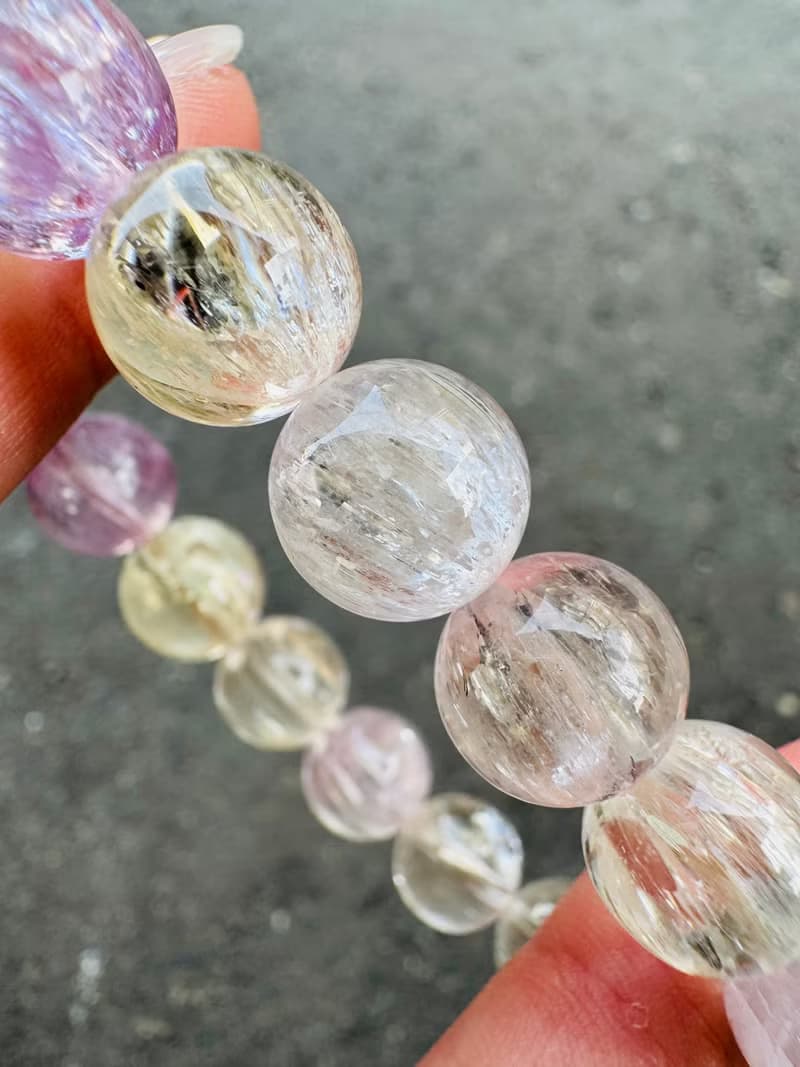 精品螢光星閃拉絲雙色紫鋰輝10.5-11.3mm40g水晶提高睡眠緩解焦慮