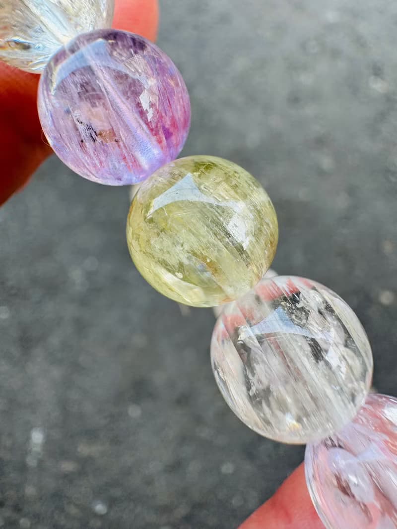 精品螢光星閃拉絲雙色紫鋰輝10.5-11.3mm40g水晶提高睡眠緩解焦慮