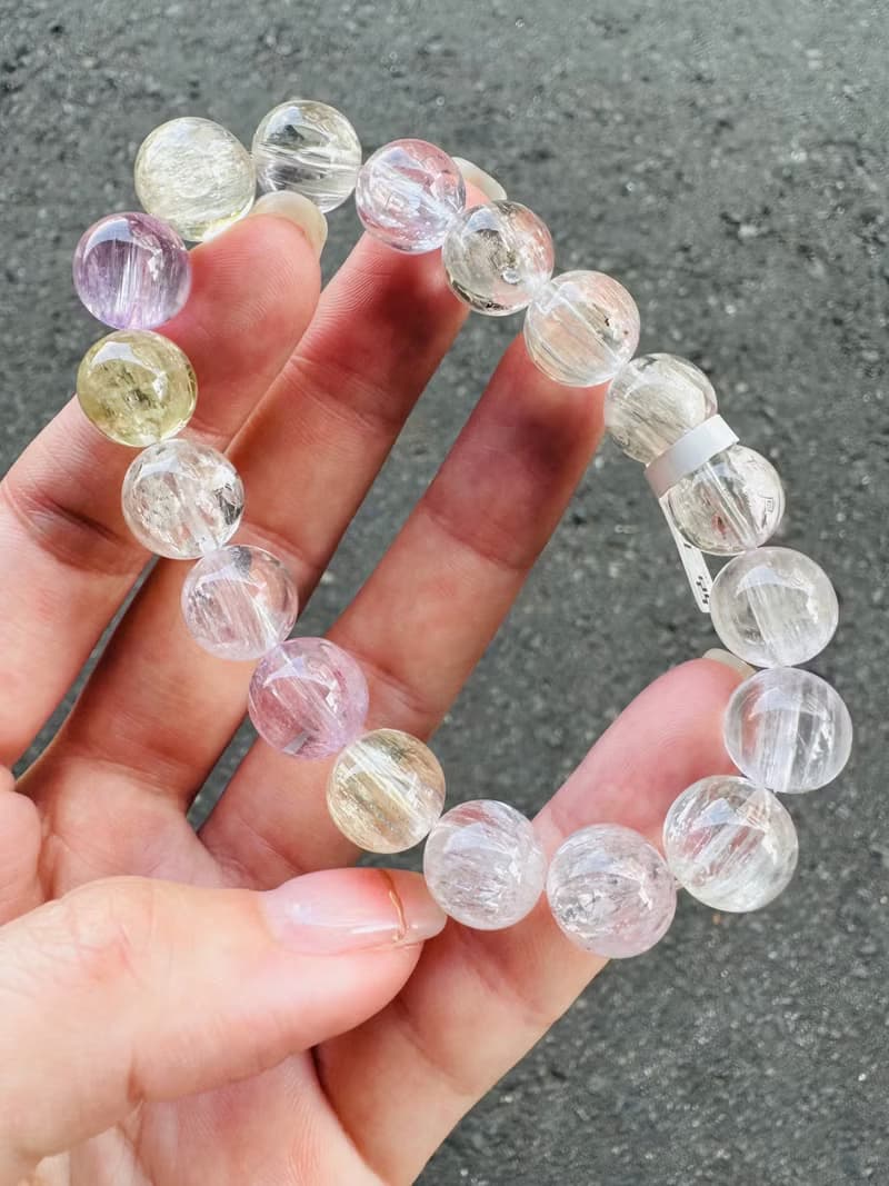 精品螢光星閃拉絲雙色紫鋰輝10.5-11.3mm40g水晶提高睡眠緩解焦慮