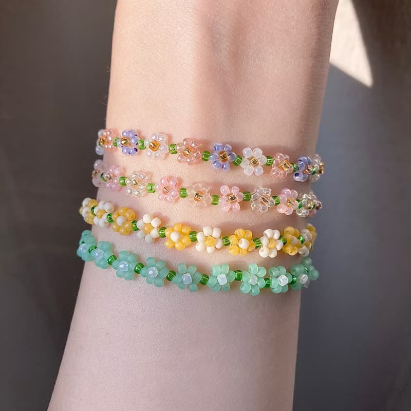 Beaded Flower Bracelet Collection 1 (13-21cm)