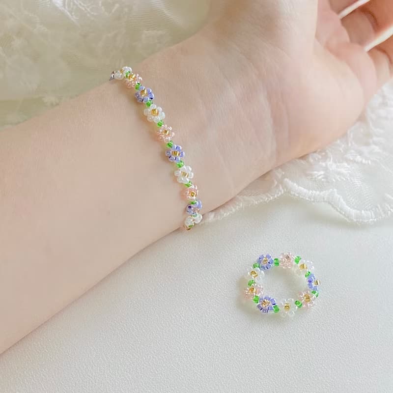 Beaded Flower Bracelet Collection 1 (13-21cm)