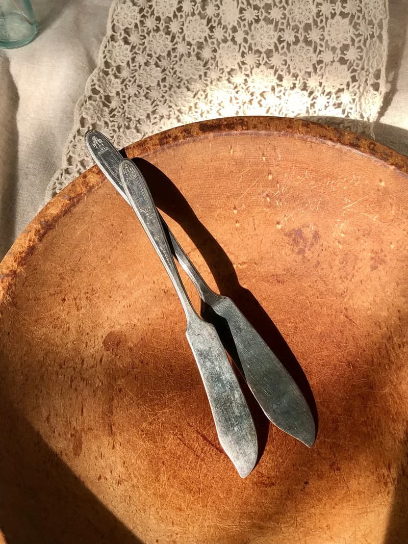 百年古董 1921年美國製鍍銀奶油刀 兩件組