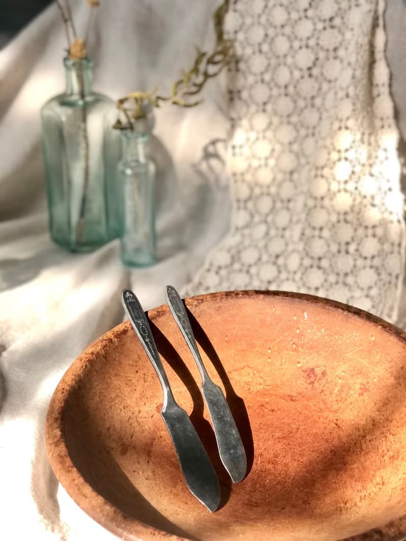 百年古董 1921年美國製鍍銀奶油刀 兩件組