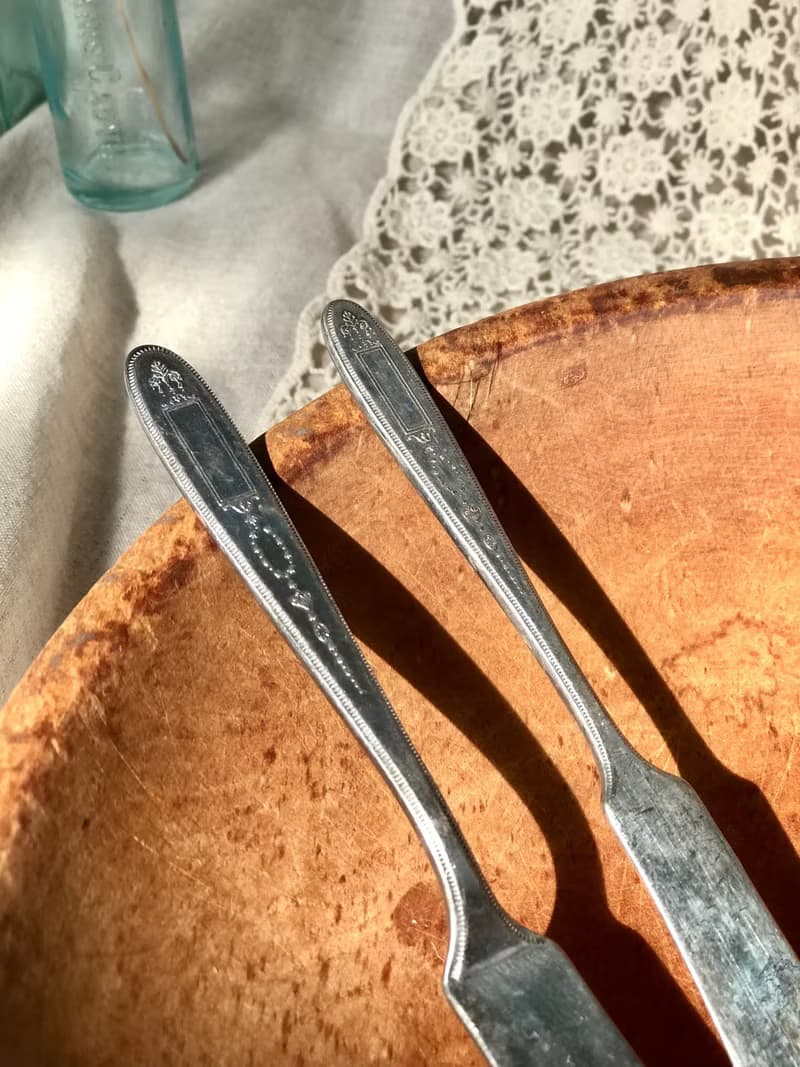 百年古董 1921年美國製鍍銀奶油刀 兩件組