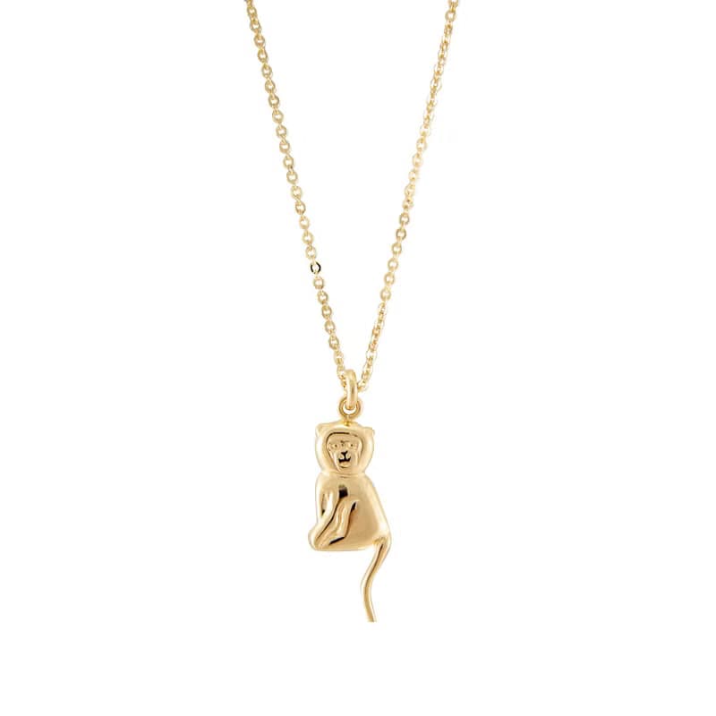 Monkey Necklace 生肖系列 猴子動物項鍊 純銀鍍18K金 送禮推薦