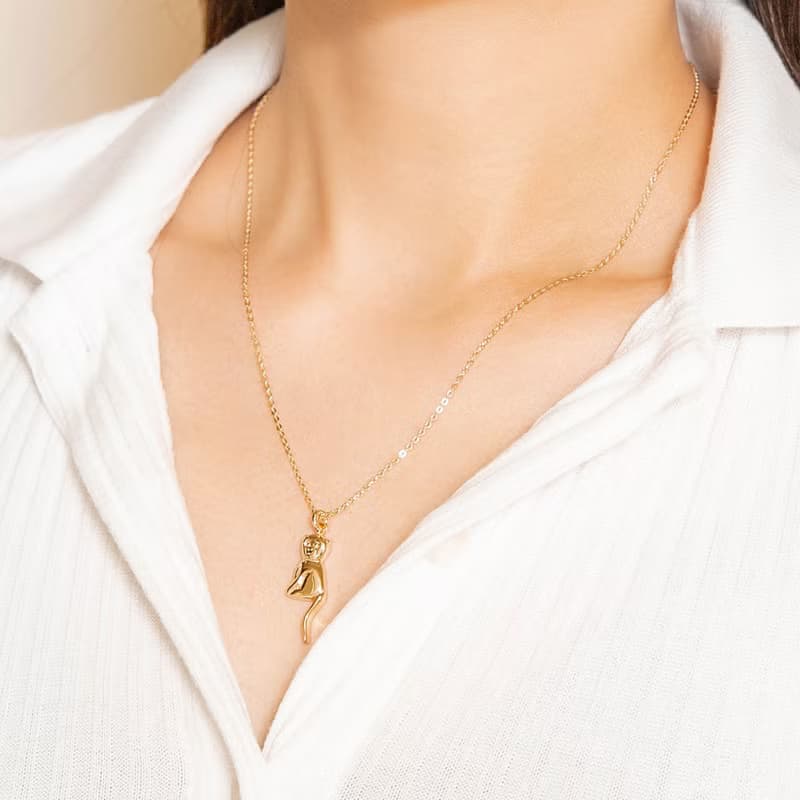 Monkey Necklace 生肖系列 猴子動物項鍊 純銀鍍18K金 送禮推薦