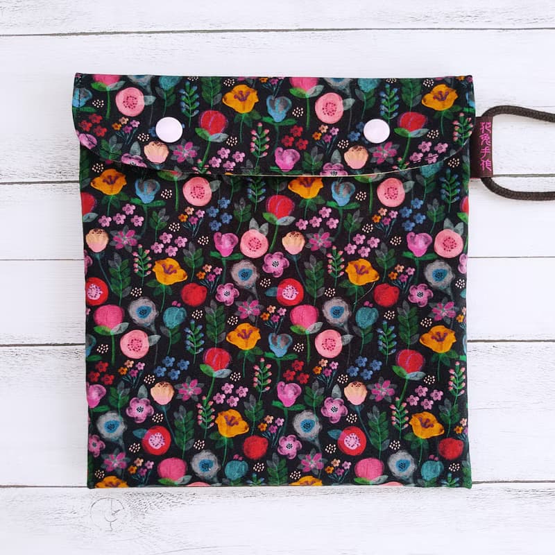 暮夜粉彩小花韓棉 袋蓋提繩版 環保食物袋 美國食品級認證防水布