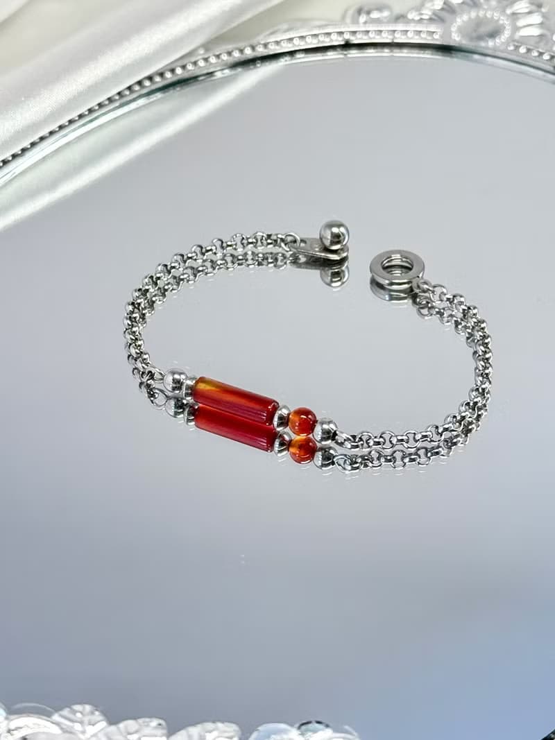 True Love 紅瑪瑙好運手鍊 - 醫療鋼配飾/天然石/紅瑪瑙