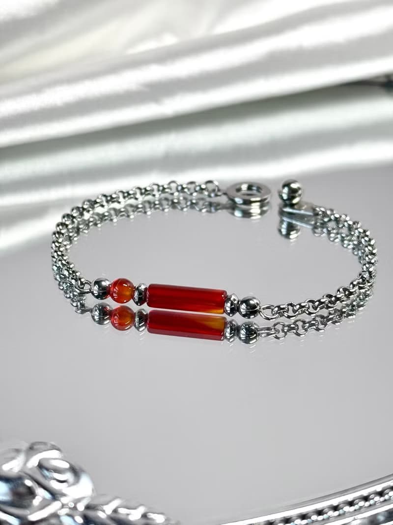 True Love 紅瑪瑙好運手鍊 - 醫療鋼配飾/天然石/紅瑪瑙